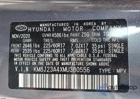 2021 Hyundai Tucson Se из США, поврежденный, VIN KM8J23A4XMU380556